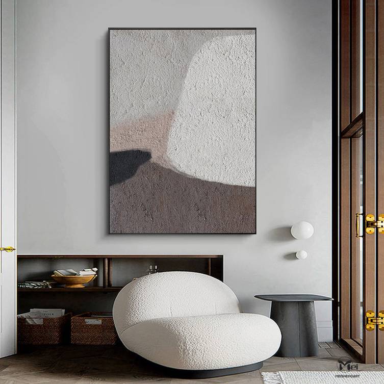 Dining Handmade Hand-painted Minimal Geometric Contemporary Abstract 4PU9O